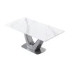 70.84" Modern Artificial Stone Panel V-Shaped Metal Legs, Can Accommodate 6-8 People - White / Gray - Image 5