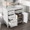 Modern Bathroom Vanity With Ceramic Sink, Freestanding, One Tip - Out Drawer, 3 Side Drawers, Adjustable Shelf - White - Image 2