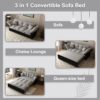 Queen Pull Out Sofa Bed, 3 In 1 Convertible Sleeper Tufted Sofa With 2 Soft Pillows - Gray - Image 17