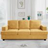 Modern Sofa, Comfortable 3 Seater Couch With Deep Seating, Loose Back Cushions, Wide Arms - Mustard Yellow - Image 6