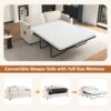 Corduroy Sleeper Sofa Loveseat Sofa With Full Size Mattress, 2 USB Ports, 2 Cup Holders, 2 Side Pockets And A Phone Holder For Living Room - Beige - Image 5