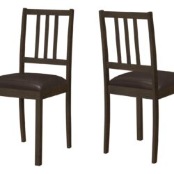 Dining Chair, Side, Upholstered For Dining Room, Transitional (Set of 2) - Brown