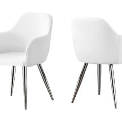 Dining Chair, Side, Upholstered For Dining Room, Contemporary & Modern (Set of 2) - White