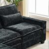 L Shaped Sectional Sofa With Movable Ottoman, 99'' Upholstered 4 Seats Couch - Black - Image 15