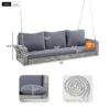 3 Person Porch Swing With Chains, Large Patio Swing Bench With Cushions For Backyard, Garden, And Poolside - Gray - Image 7