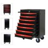Rolling Metal Tool Chest With 7 Drawers, Steel Storage Cabinet With Ball Bearing Slides - Black / Red - Image 6