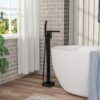 Freestanding Bathtub Faucet With Waterfall Tub Filler And Hand Shower - Matte Black - Image 2