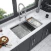 28" X 19" X 10" Single Bowl Undermount Workstation Kitchen Sink 16 Gauge - Brushed Nickel - Image 3