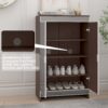 Elegant Decor Mirrored Shoe Cabinet With Edging Double Door Storage Cabinets Glass - Brown / Silver / Gray - Image 10