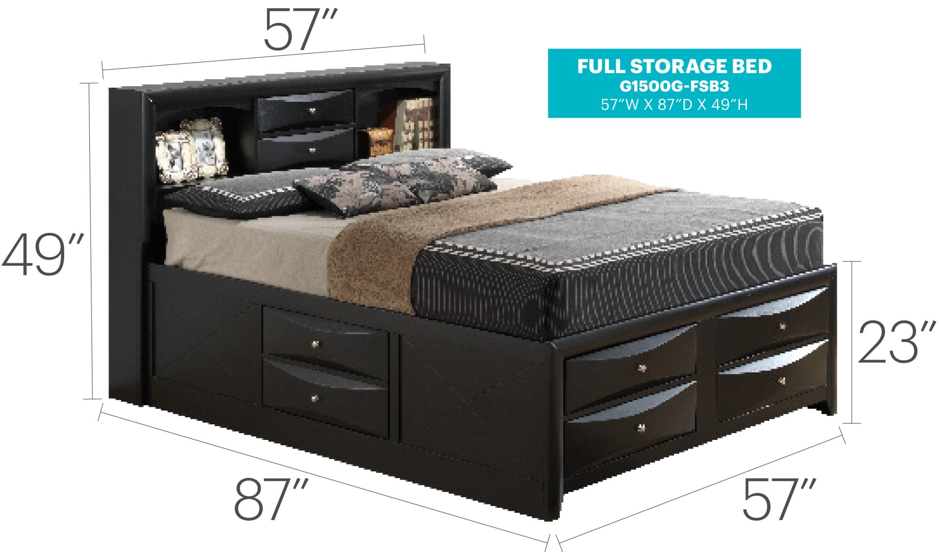 Marilla - Full Storage Bed - Black - Image 2
