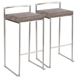 Fuji - Contemporary Stackable Counter Stool (Set of 2) - Stone