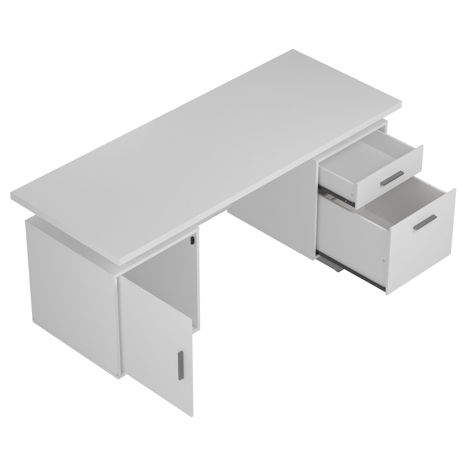 2 Drawer Computer Desk High Gloss Home Office - White - Image 7