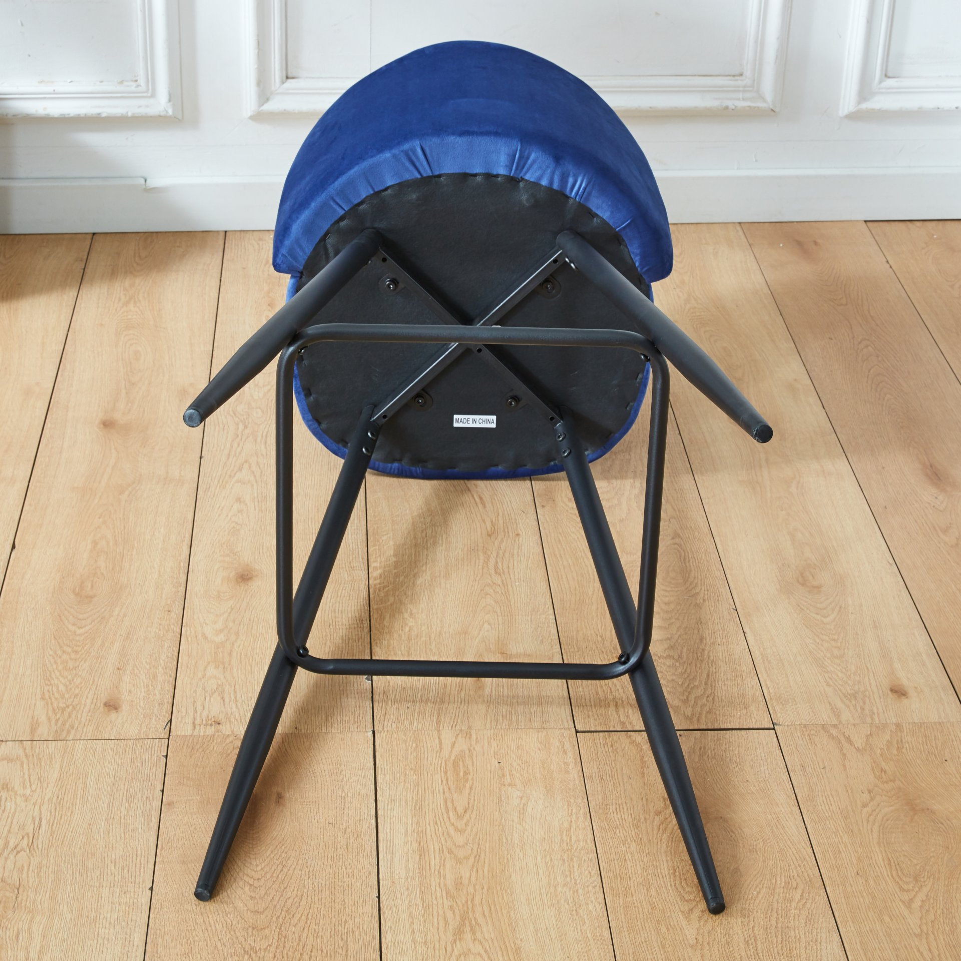 Bar Stool (Set of 2) Modern Counter Bar Height Chair With Back, Sturdy Metal Legs & Footrests, Island Stool For Kitchen Bar - Blue - Image 3