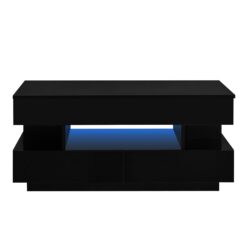 Lift Top Coffee Table With 2 Drawers, Multi Functional Lift Top Coffee Table With High Gloss Finish For Living Room - Black