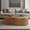Hexagon Coffee Table With Fluted Design - Natural - Image 4