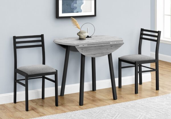 3 Piece Dining Table Set, Small, Drop Leaf, Contemporary & Modern - Gray