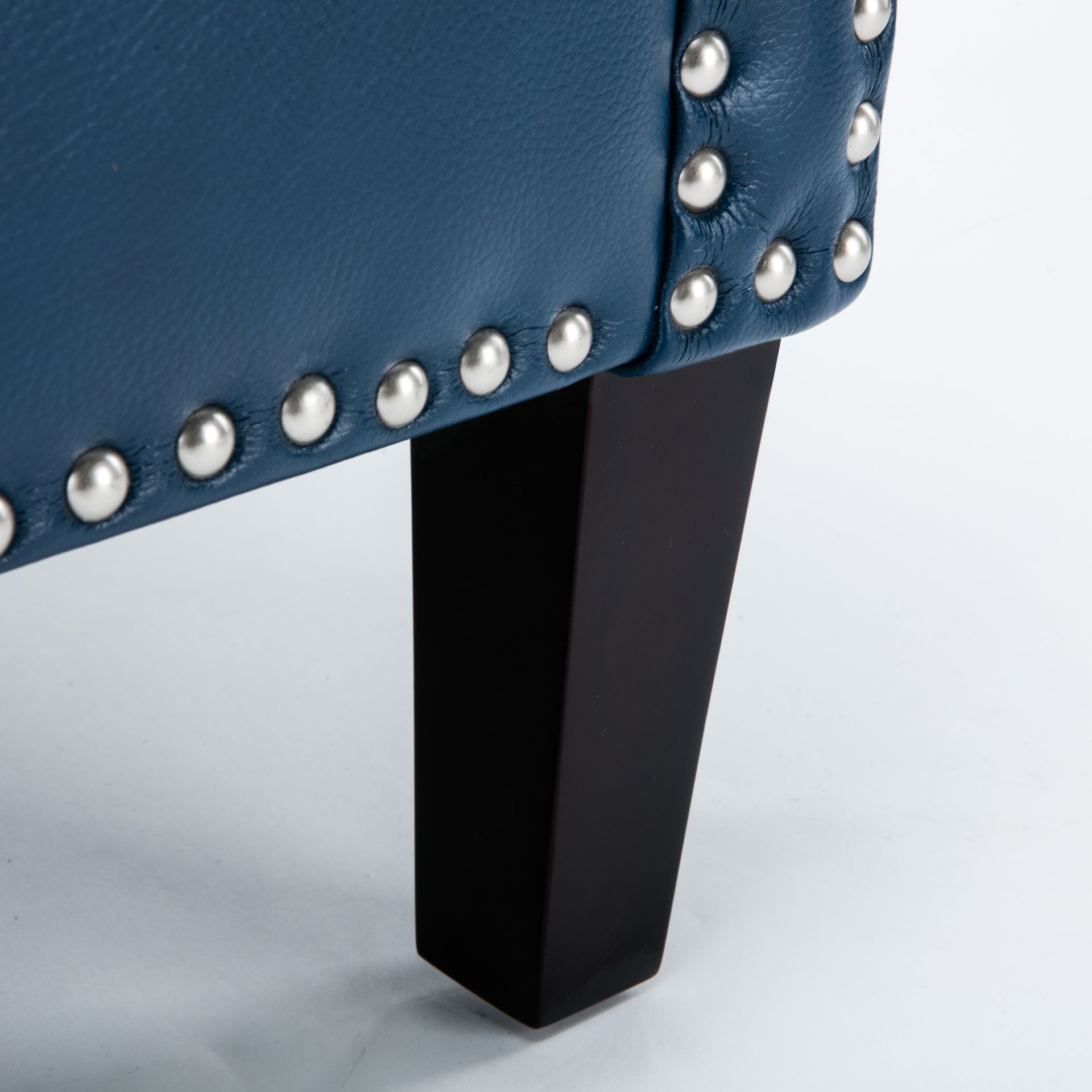 Holly - Club Chair Upholstered With Nailhead Trim - Navy Blue - Image 4