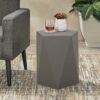 Side Table With Geometric Design - Light Gray - Image 4