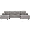 U Shaped Sectional Sofa Couch With Dual Chaise Lounges, Storage Pockets And Armrest Pillows - Gray - Image 10