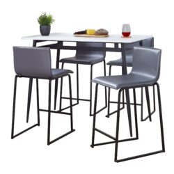 Marcel Mara - 5 Piece Upholstered Contemporary Counter Height Dining Set - Black / White / Gray