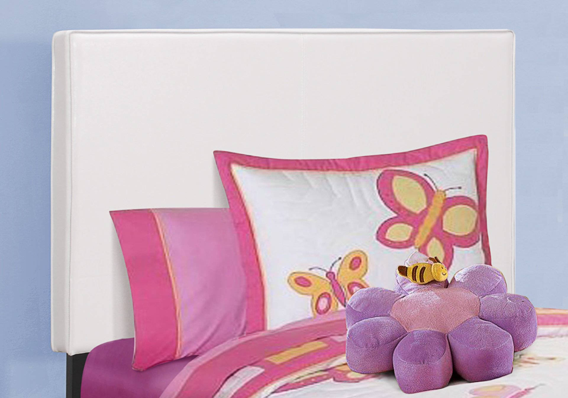 Twin Size Bed, Upholstered, Transitional - White - Image 4