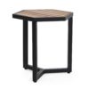 Outdoor Side Table With Iron Base And Slatted Top - Brown - Image 4