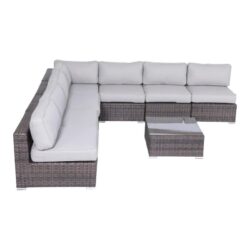 6 Person Seating Set With Cushions - Brown / Gray