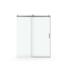 Frameless Soft Closing Shower Door, 1 / 4" (6Mm) Tempered Glass Single Sliding With Explosion Proof Coating - Brushed Nickel