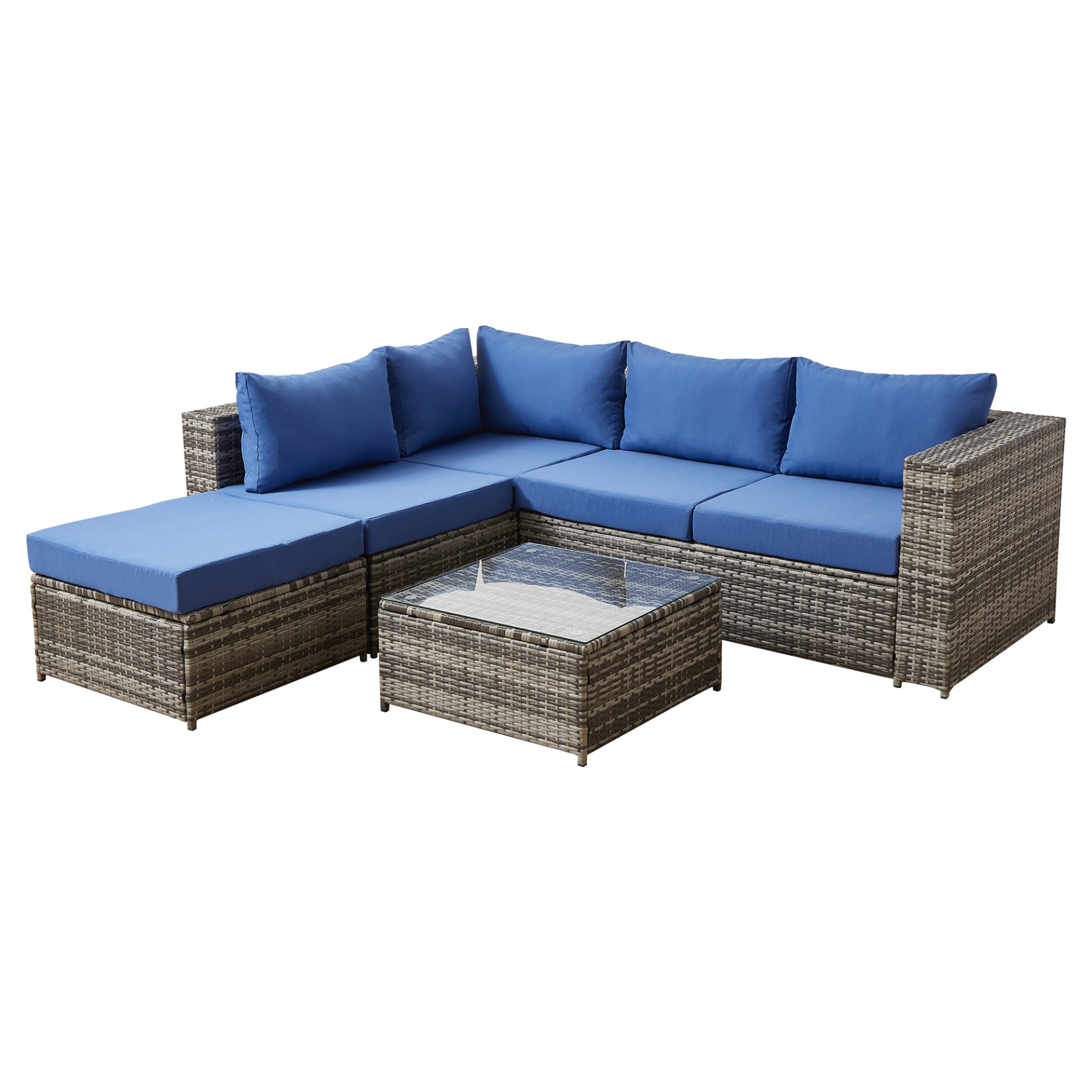 Luxurious Comfort Patio Sofa With Cushions - Blue / Gray - Image 20