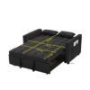 Modern Convertible Velvet Loveseat Futon Sofa With Sleeper Bed Function - Black - Image 14
