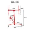 Red Carbon Steel Drywall Lift 11' Panel Hoist With Rolling Caster And Lockable Tool Jack - Red - Image 3