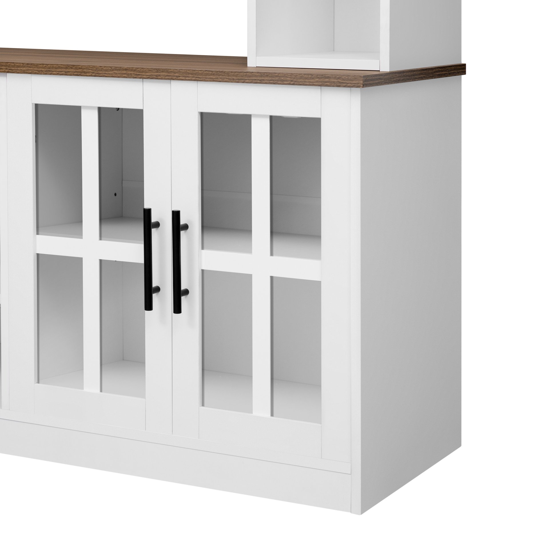 Wall Unit Entertainment Center With Bookshelves For TVs Up To 80", Modern TV Stand Media Console With Cabinets, Tempered Glass Doors And Adjustable Shelves For Living Room - White - Image 16