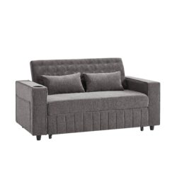 Pull Out Sofa Bed Convertible Couch Loveseat Sofa Modern Sleeper Sofa With Adjustable Backrest For Living Room - Gray