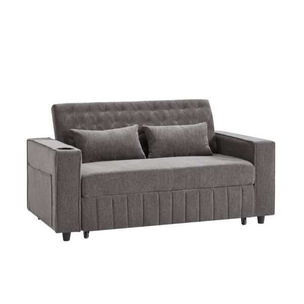 Pull Out Sofa Bed Convertible Couch Loveseat Sofa Modern Sleeper Sofa With Adjustable Backrest For Living Room - Gray