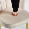 Modern Dining Chair (Set of 2) With Velvet Backrest And Golden Iron Legs For Dining Room - White - Image 6