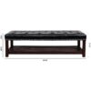 Wooden Base Upholstered Bench For Bedroom For Entryway - Black - Image 3