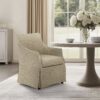London - Upholstered Skirted Dining Arm Chair With Hidden Casters - Beige - Image 6