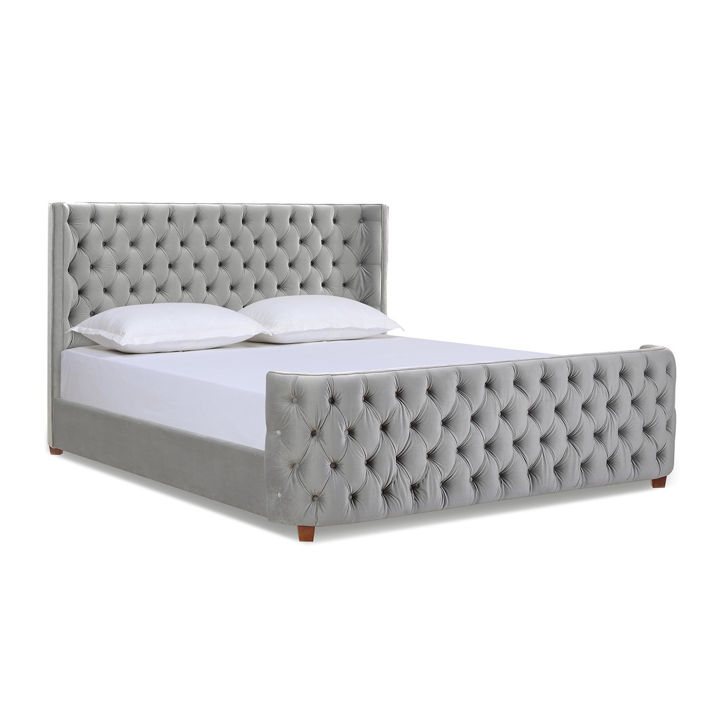Brooklyn - King Tufted Panel Bed Headboard And Footboard Set - Opal Gray - Image 2