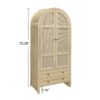 Tall Arched Kitchen Pantry, Arched Storage Display Cabinet With 2 Drawers & Adjustable Shelves, Rattan Door Versatile Storage Cabinet For Kitchen, Dining Room, Living Room - Natural - Image 3
