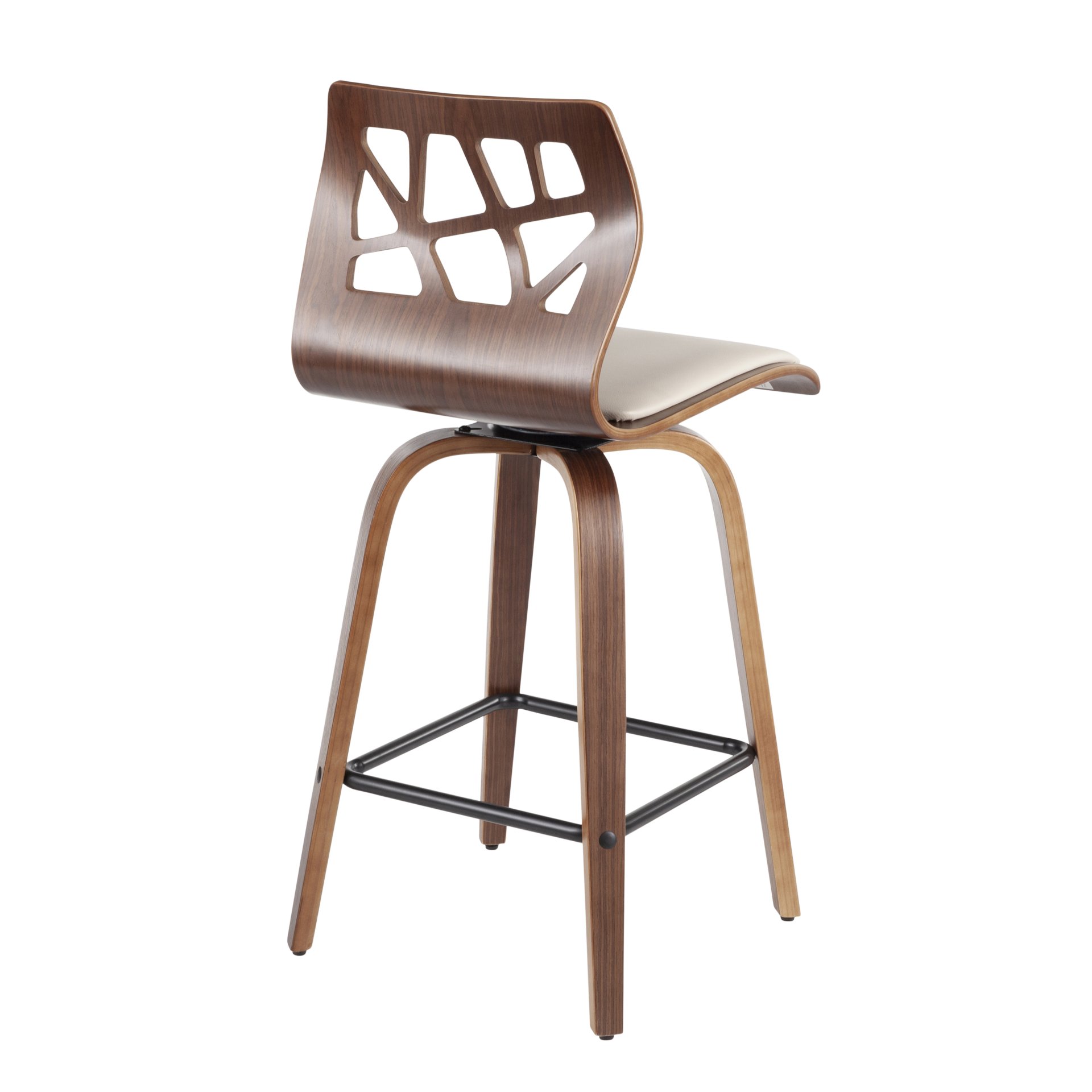 Folia - Mid-Century Modern Counter Stool (Set of 2) - Walnut / Cream - Image 4