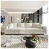 Plush Corduroy 4 Seat Sofa, Modern Comfy Upholstered Sofa Cloud Couch, Deep Seat Couches With Soft Pillows And 3 Ottomans, Convertible Sofa Lounge Chair, For Living Room, Apartment, Office - Beige - Image 11