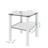 Glass Two Layer Tea Table, Small Round Table, Bedroom Corner Table (Set of 2), Living Room Side Table - White - Image 3