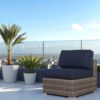 Outdoor Armless Patio Chairs With Cushions (Set of 2) - Gray - Image 5