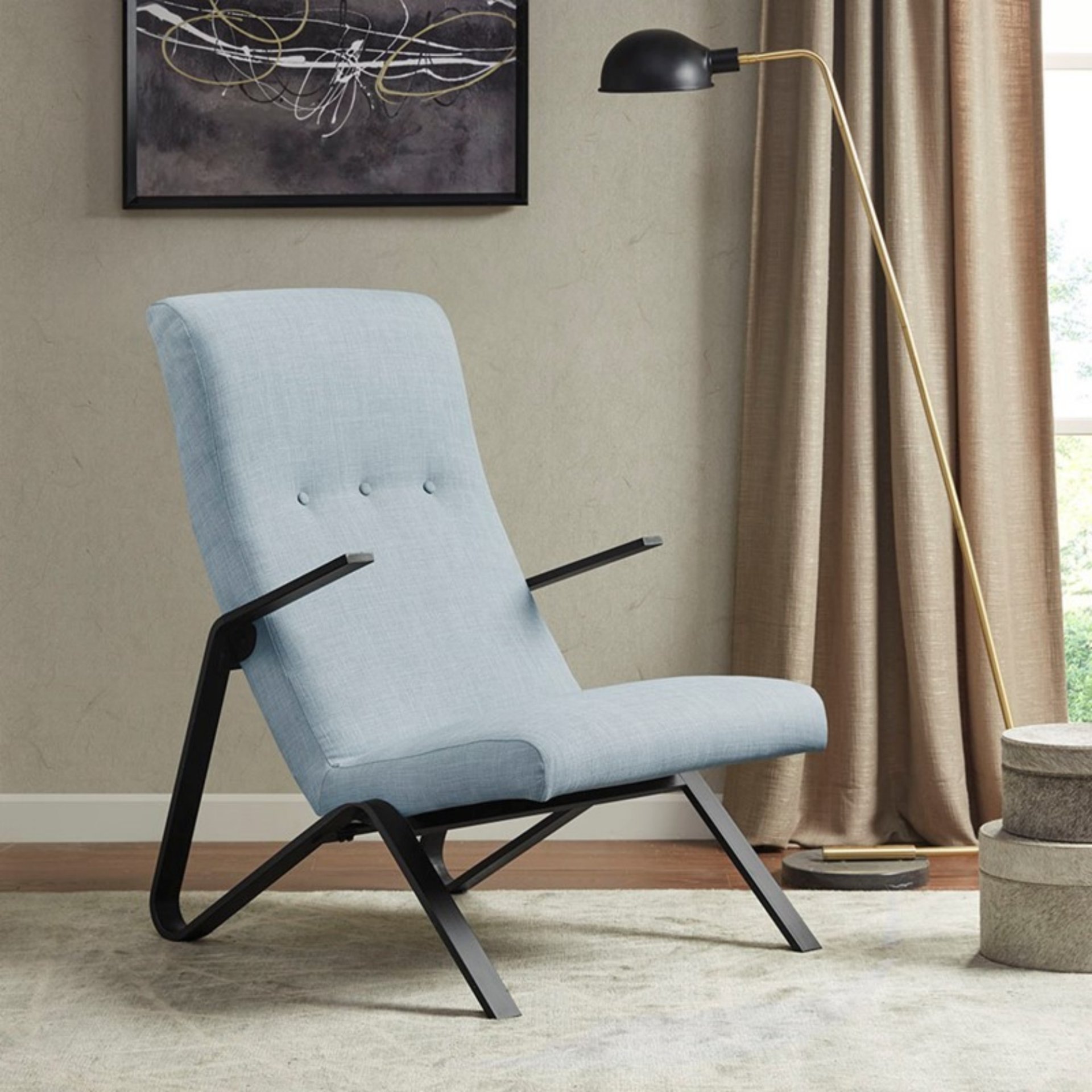 Manhattan - Accent Chair With High Back Support - Light Blue - Image 2