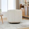 360° Swivel Pumpkin Shape Club Armchair - Ivory - Image 9