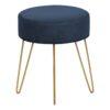 Ottoman, Pouf, Footrest, Foot Stool, Round Metal Legs, Contemporary, Modern - Blue / Gold - Image 10