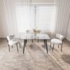 Modern Minimalist Rectangular Glass Dining Table With Tempered Glass Top Metal Legs, For 4 - 6 - Transparent - Image 10
