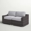 Wicker Outdoor Loveseat With Cushions - Espresso / Gray - Image 4