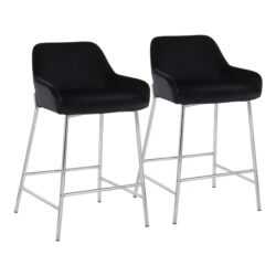 Daniella - Contemporary Fixed Height Counter Stool (Set of 2) - Chrome / Black