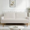 Sofa, European Style With Sleek Design, Modern & Vintage Flair, Upholstered 3 Seater Couch - Ivory - Image 6